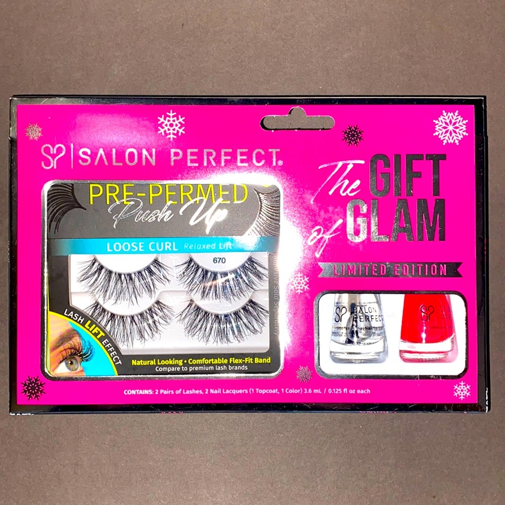 NEW Salon Perfect Limited Edition Gift Set, Lashes, Nail Polish